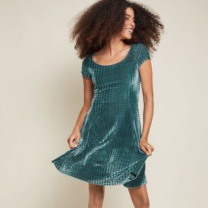 ModCloth Fervour Velvet Vibes Skater Dress in Teal